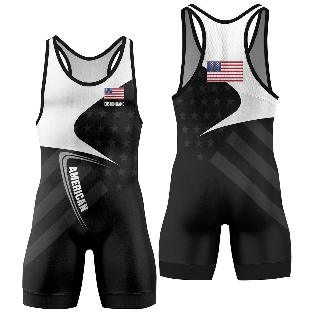 Personalized American Flag Men's Wrestling Singlet