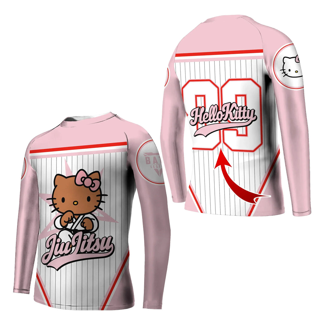 Personalized Jiu Jitsu Hello Kitty Kids Rash Guard