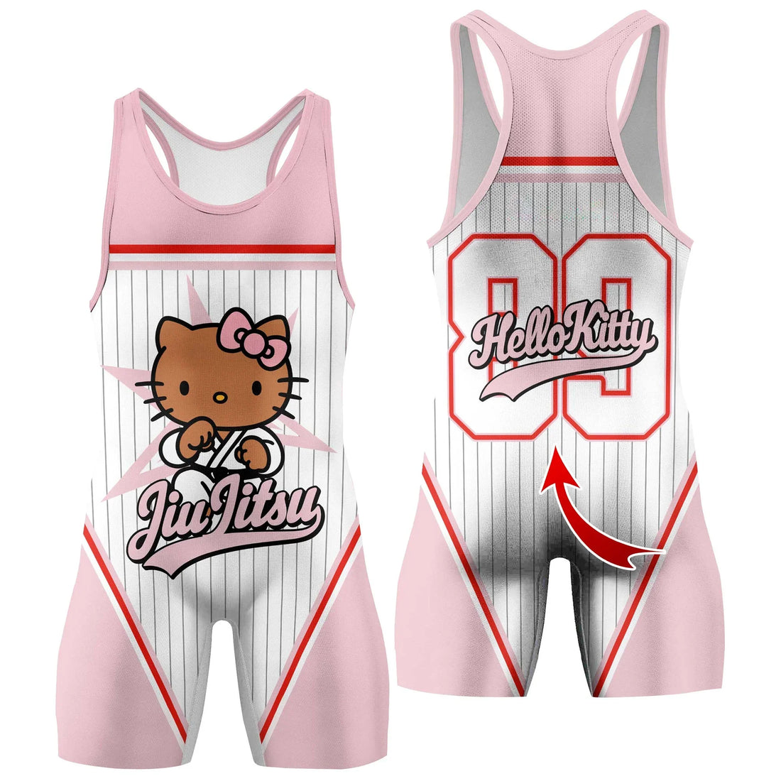 Personalized Jiu Jitsu Hello Kitty Wrestling Singlet