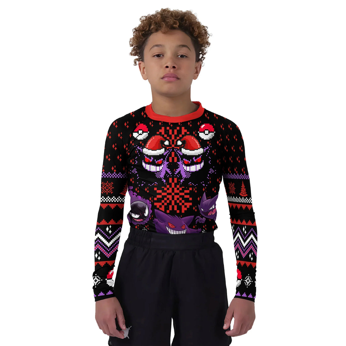 Pokemon Gastly Haunter Gengar Christmas Kids Rash Guard