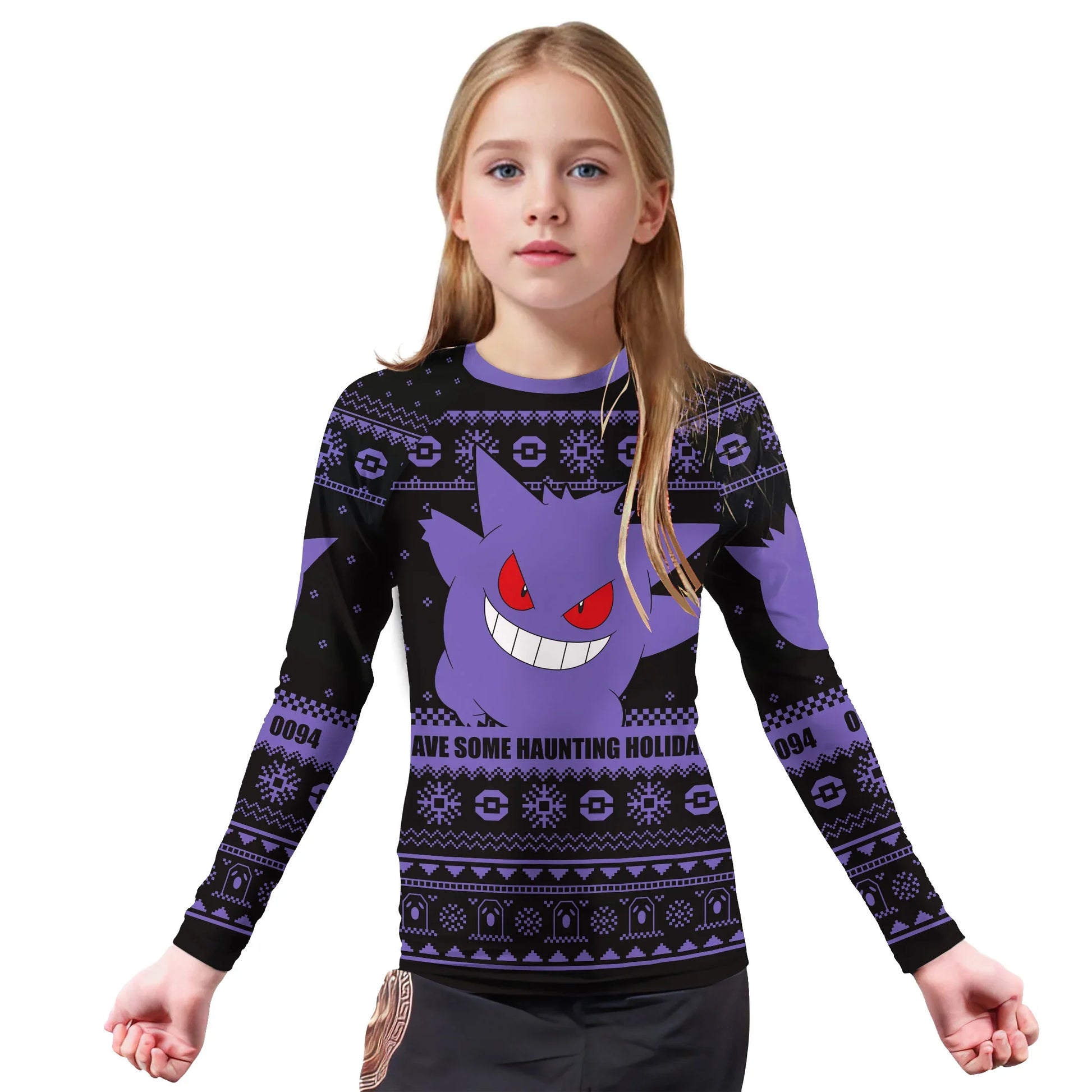 Pokemon Gengar Christmas Kids Rash Guard