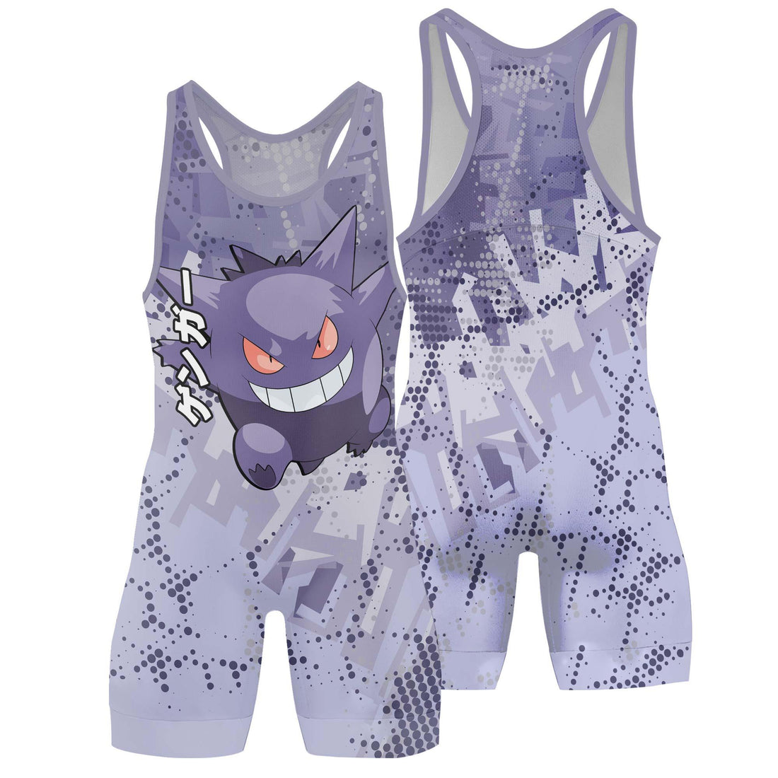 Pokemon Gengar White Enviroment Wrestling Singlet