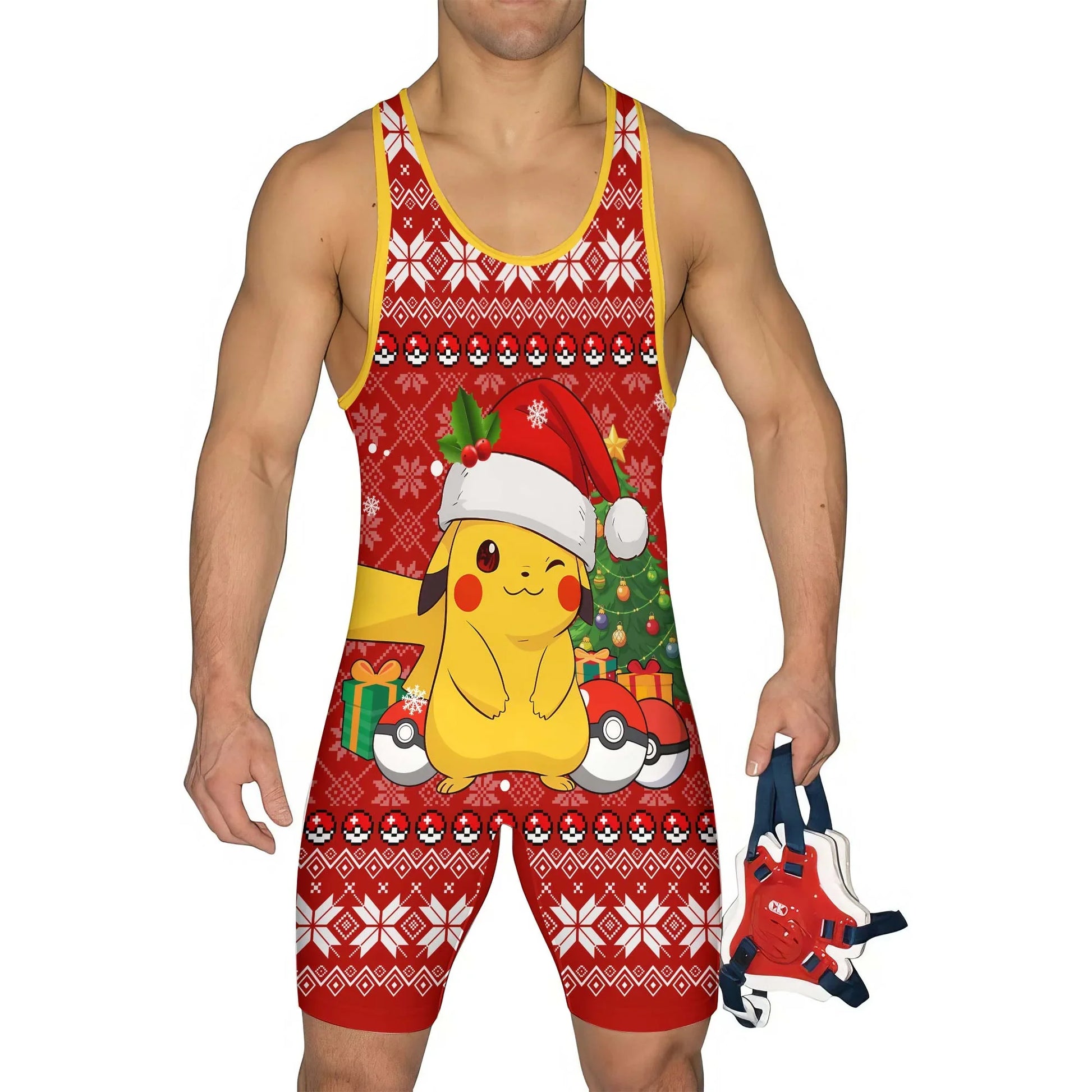 Pokemon Santa Pikachu Wrestling Singlet