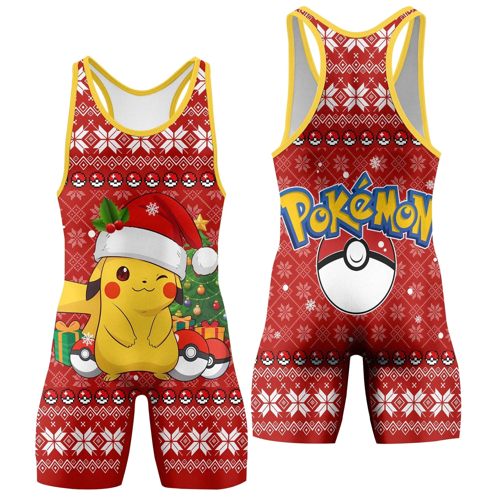 Pokemon Santa Pikachu Wrestling Singlet