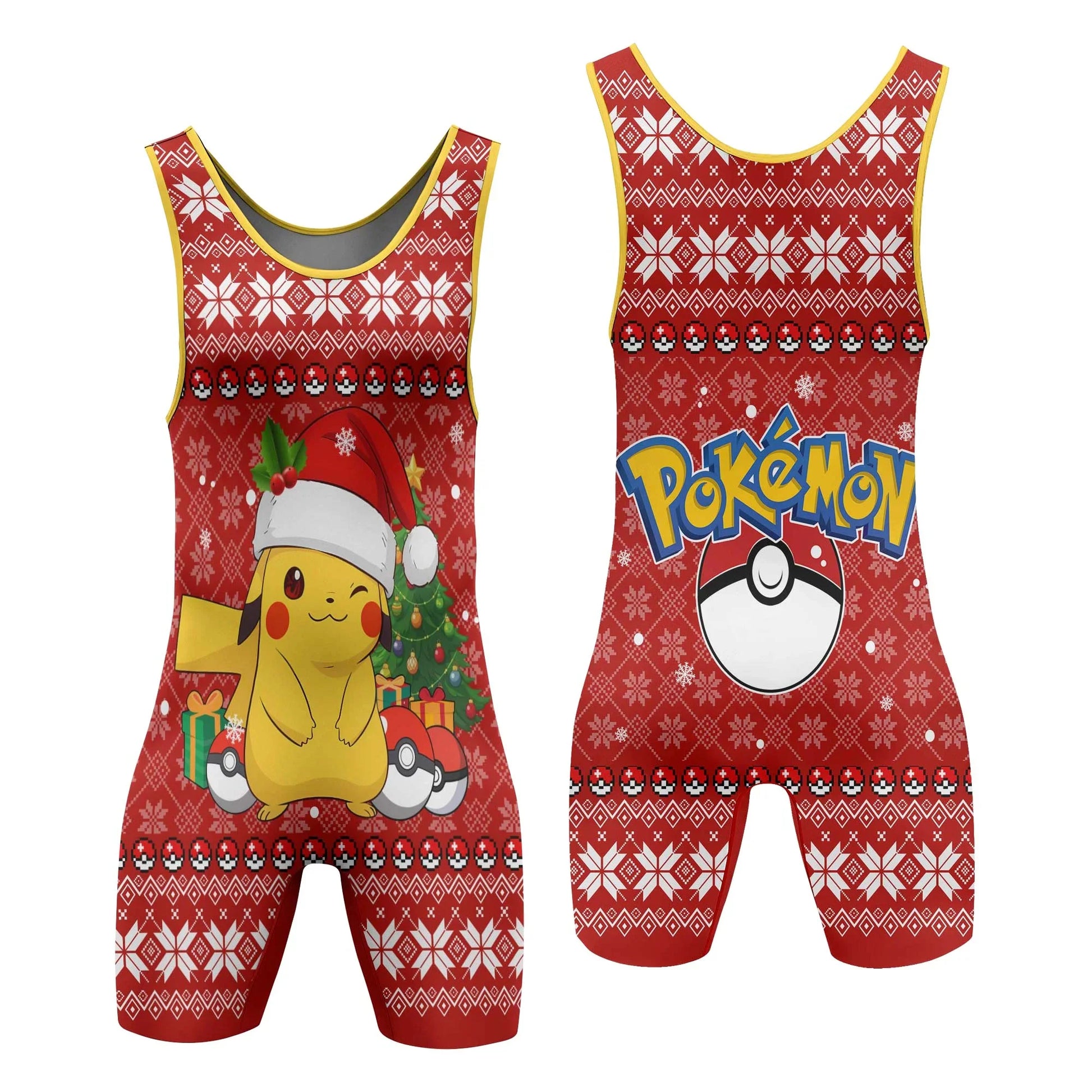 Pokemon Santa Pikachu Wrestling Singlet