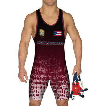 Puerto Rico Halftone Wrestling Singlet