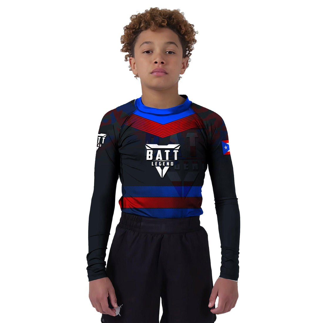 Puerto Rico Skull Fighter Kids Rash Guard