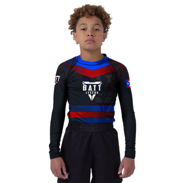 Puerto Rico Skull Fighter Kids Rash Guard
