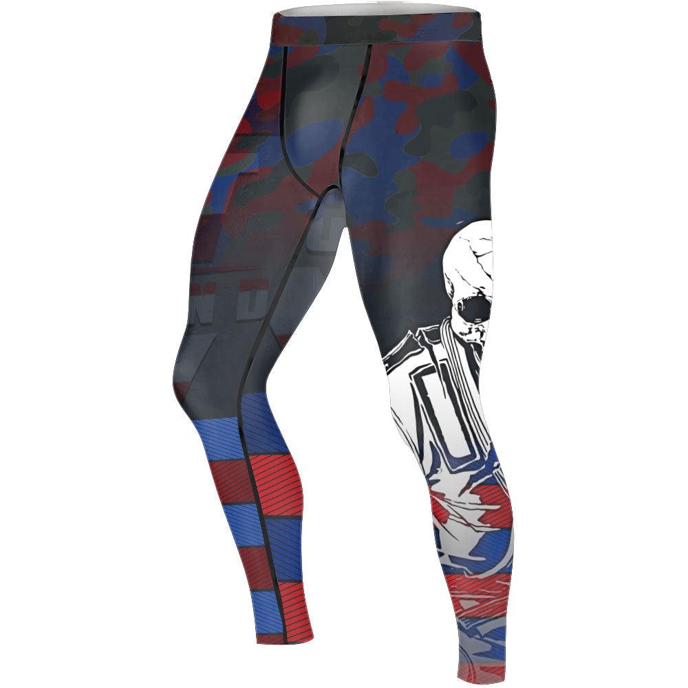 Puerto Rico Skull Fighter Men's Compression Leggings