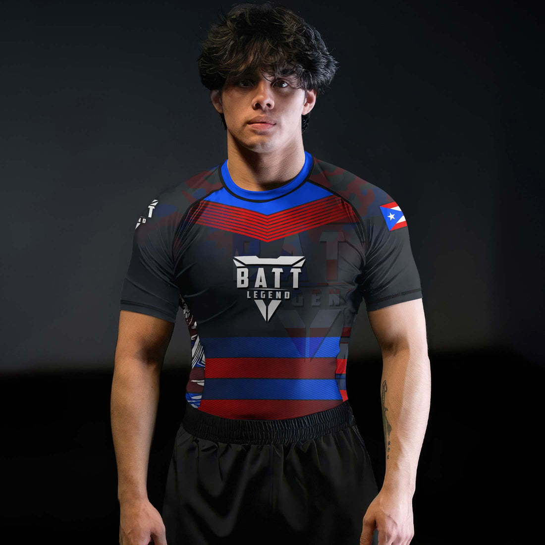 Puerto Rico Skull Fighter Rash Guard