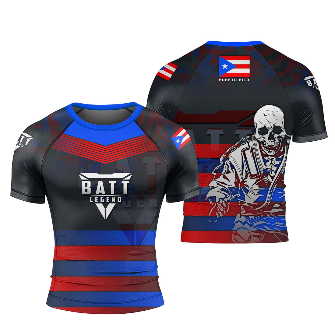 Puerto Rico Skull Fighter Rash Guard