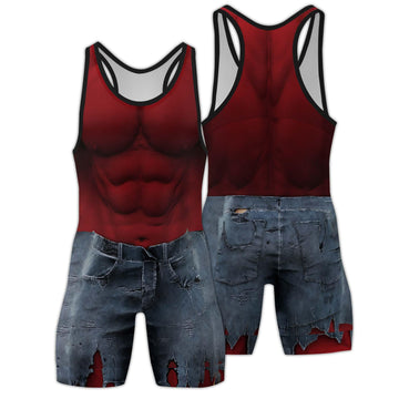 Red Hulk Cosplay Men's Wrestling Singlet