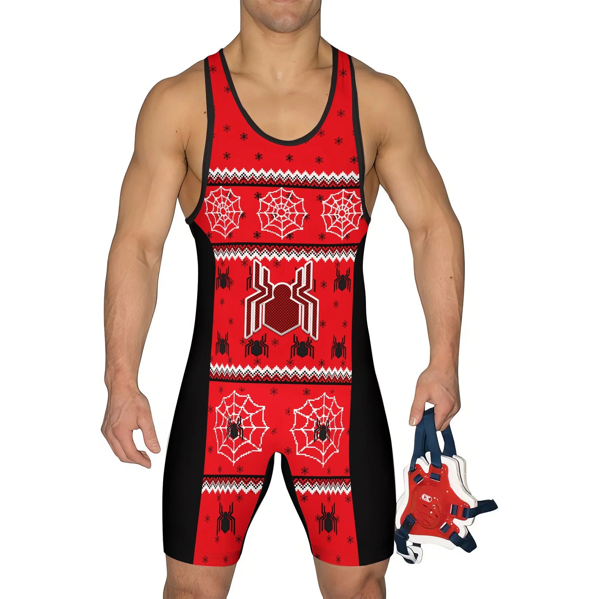 Spider Man Christmas Techsuit Wrestling Singlet