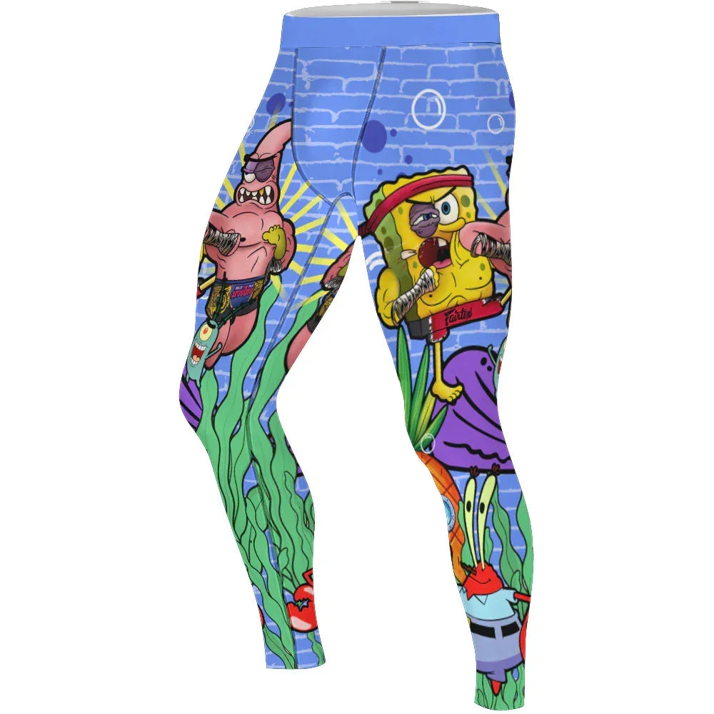 Spongebob Martial Art Men's Compression Leggings | Durable Sportswear