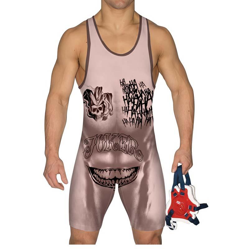 Suicide Squad Joker Tattoo Wrestling Singlet