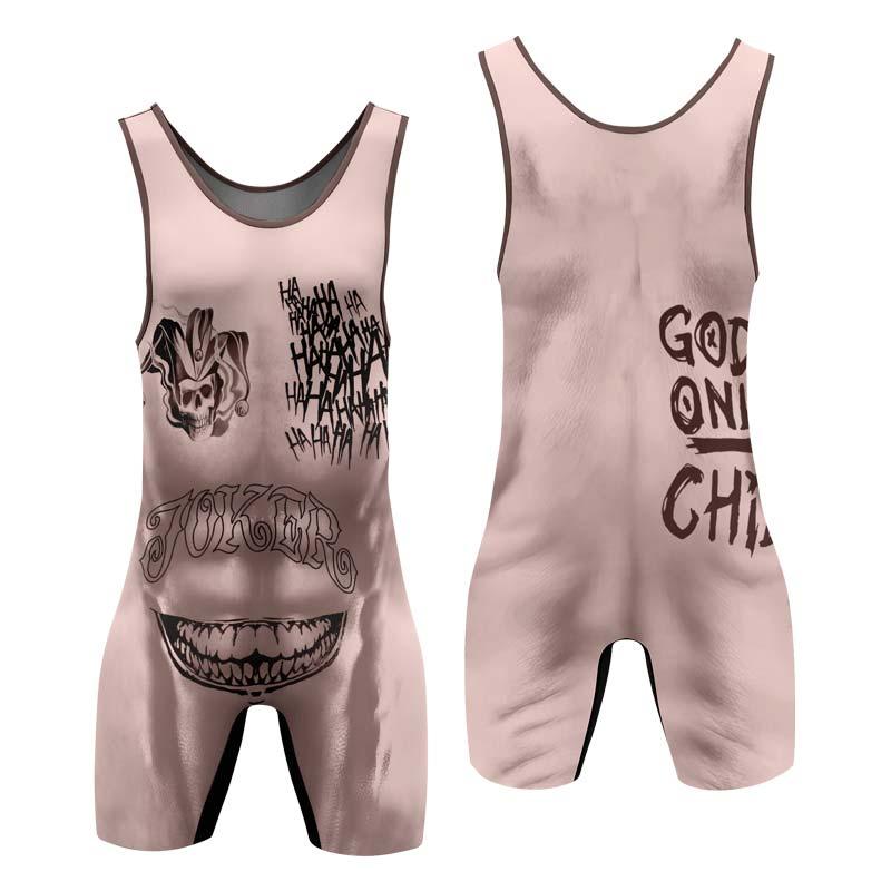 Suicide Squad Joker Tattoo Wrestling Singlet