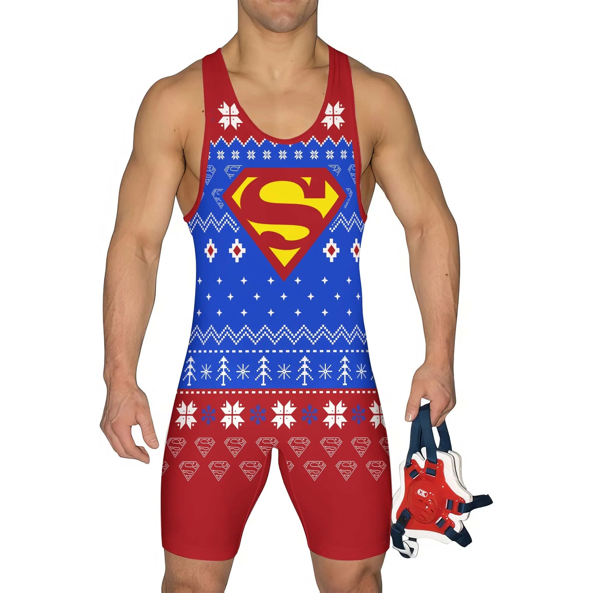 Superman Christmas Wrestling Singlet