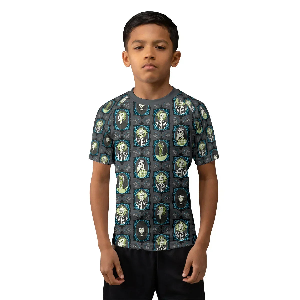 Beetlejuice Ghost Portraits Kids Rash Guard