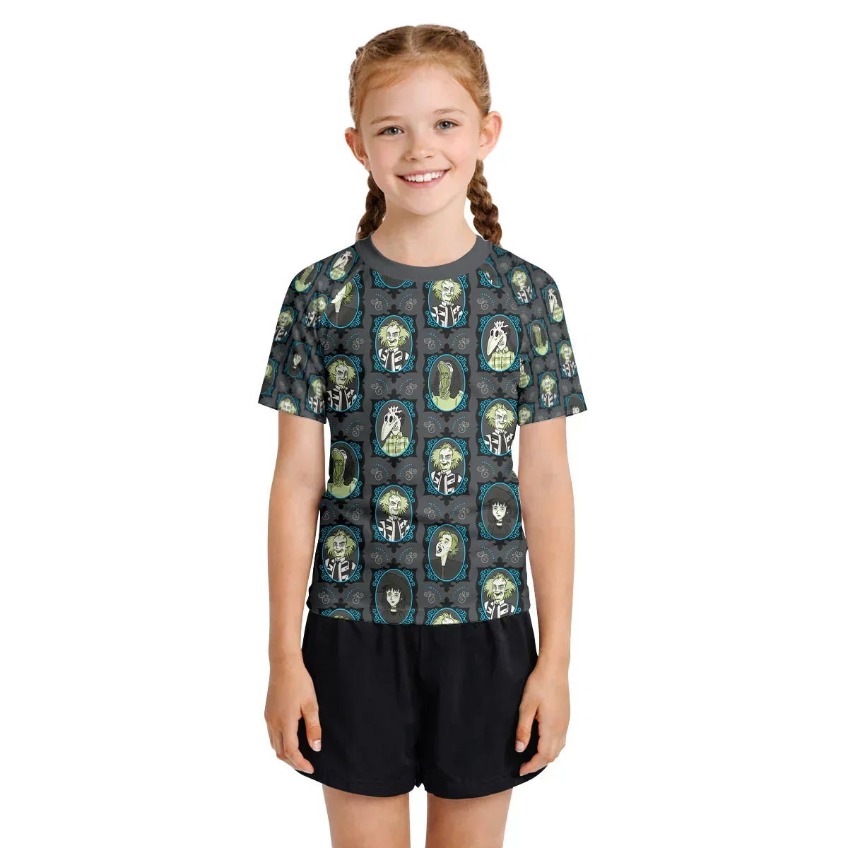 Beetlejuice Ghost Portraits Kids Rash Guard