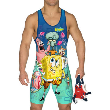 Blue Lagoon Cartoon Chaos Wrestling Singlet
