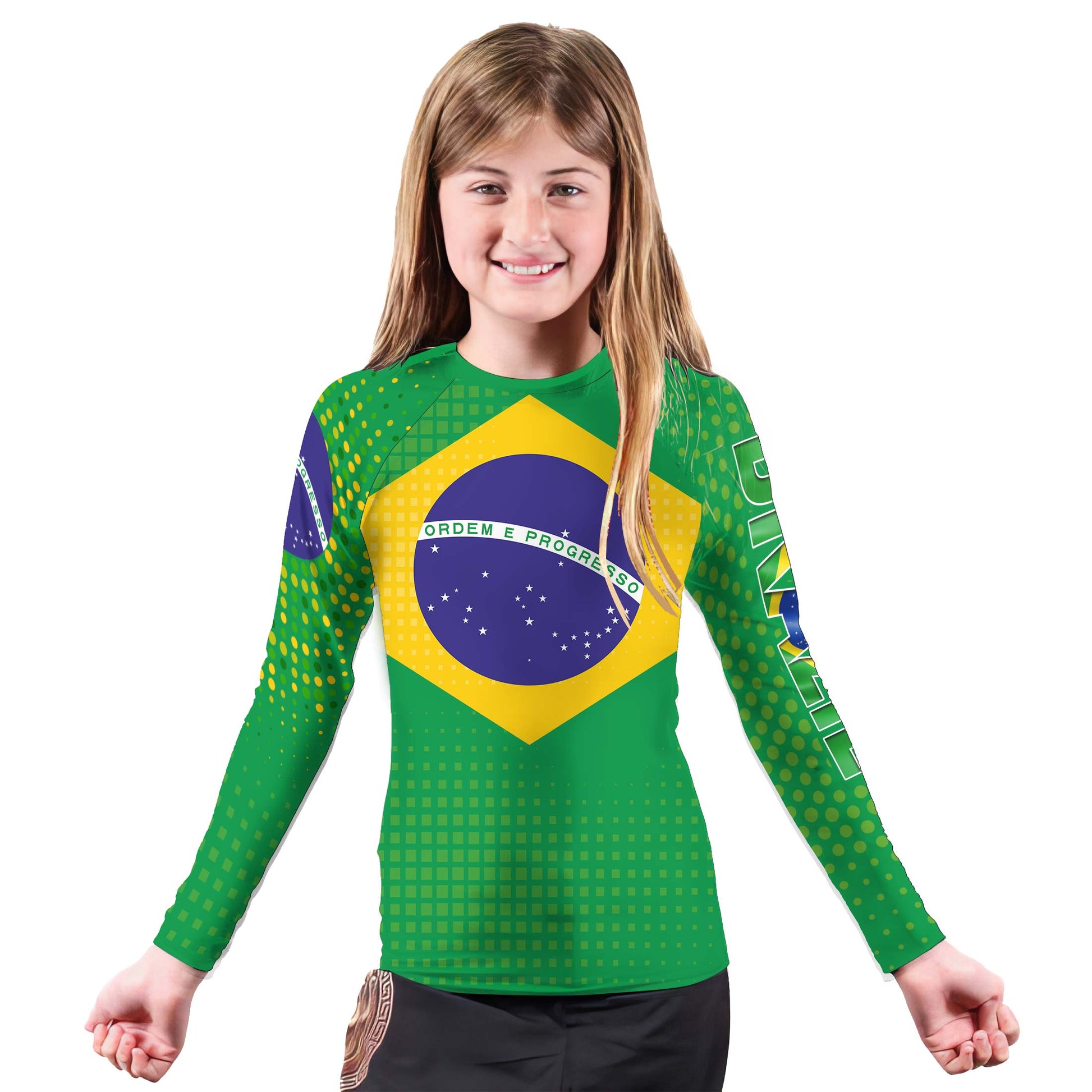 Brazil Flag Kids Rash Guard