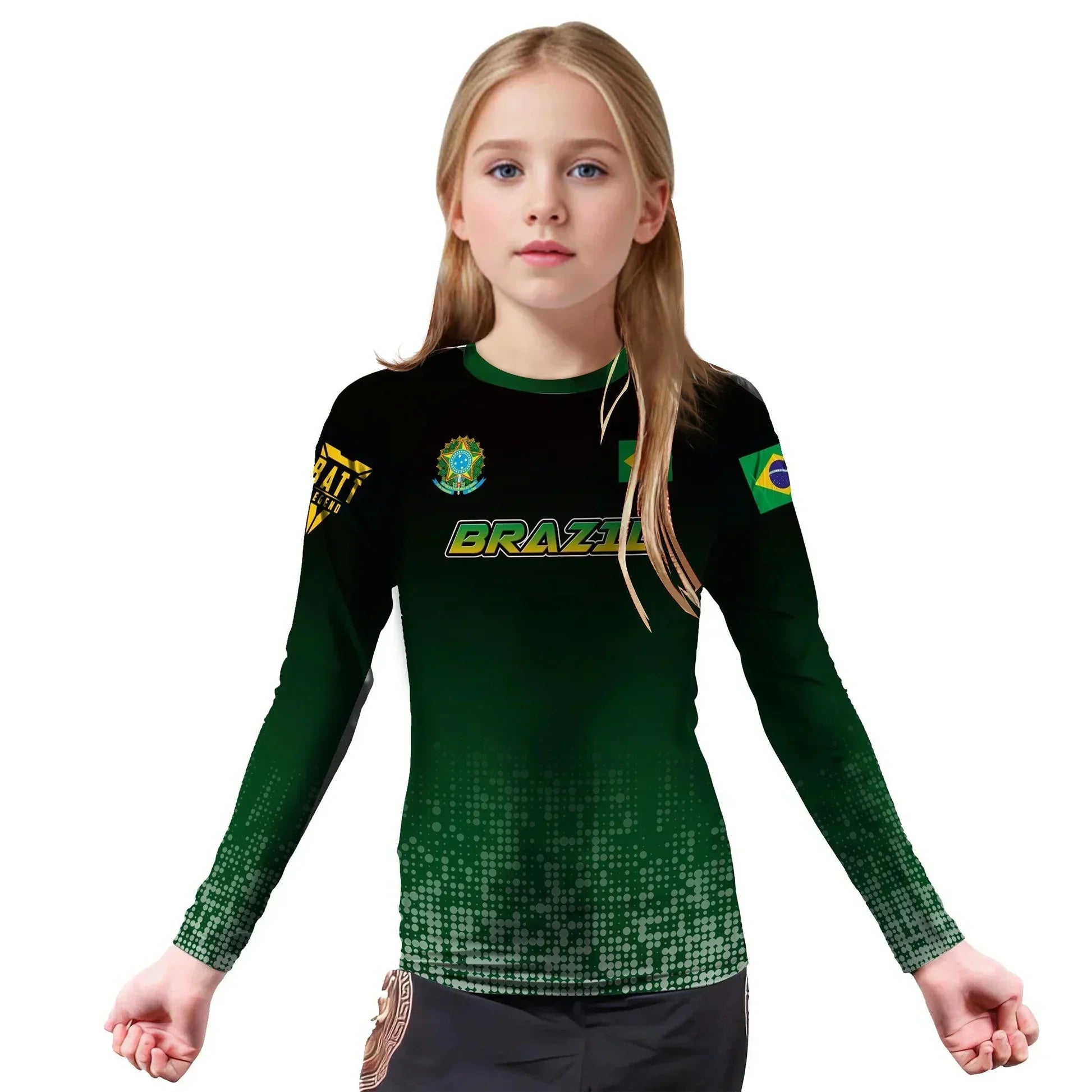 Brazil Halftone Kids Rash Guard | Athletic Wear for Kids