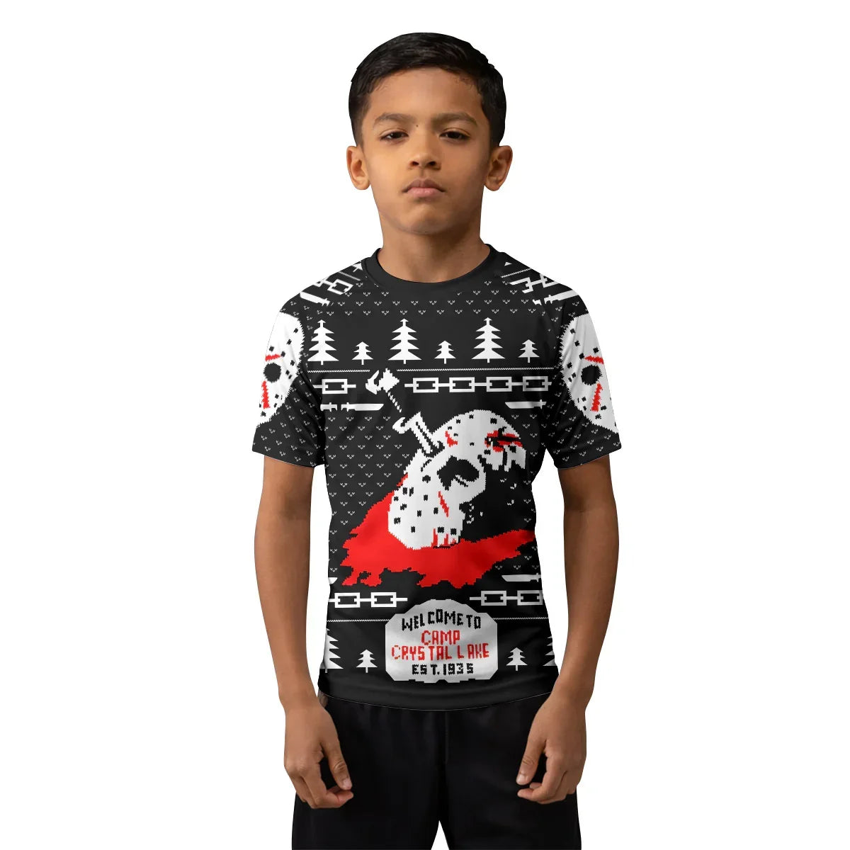Camp Crystal Lake Christmas Kids Rash Guard