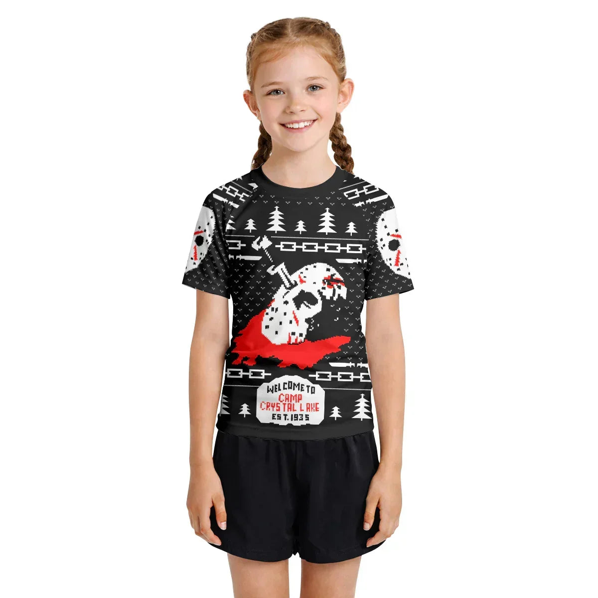 Camp Crystal Lake Christmas Kids Rash Guard