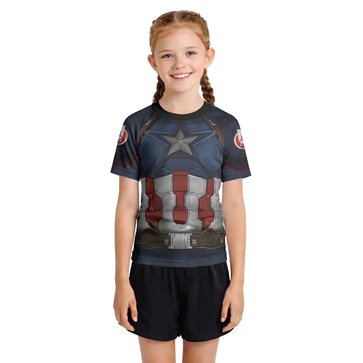 Captain America Cosplay Kids Rash Guard