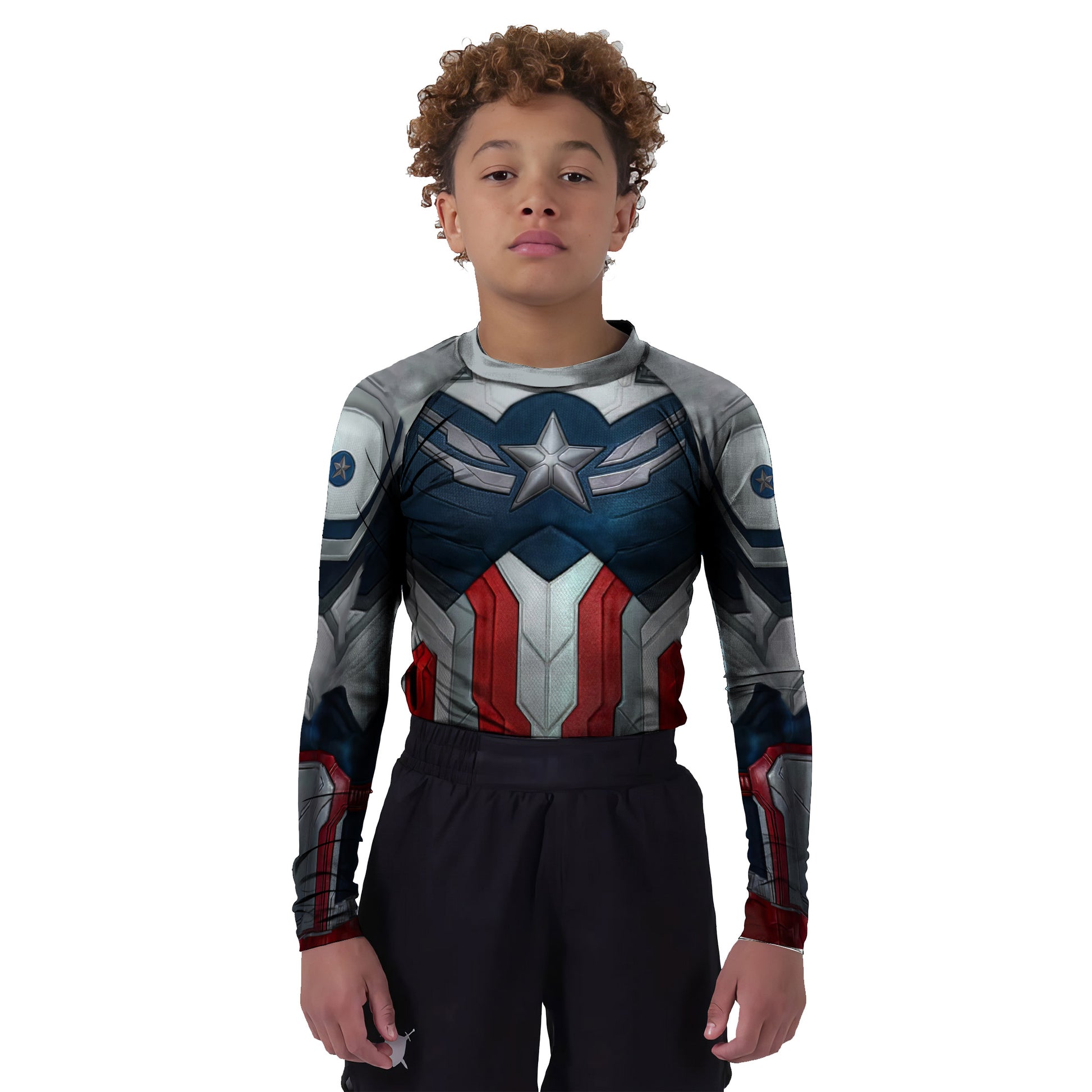 Captain America New World Order Cosplay Kids Rash Guard