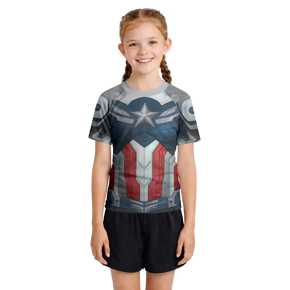 Captain America New World Order Cosplay Kids Rash Guard