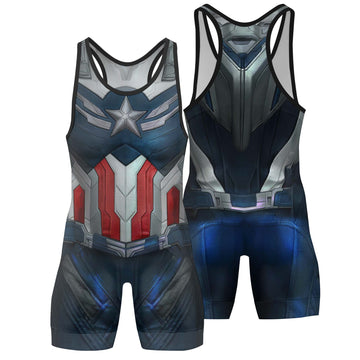 Captain America New World Order Cosplay Men's Wrestling Singlet