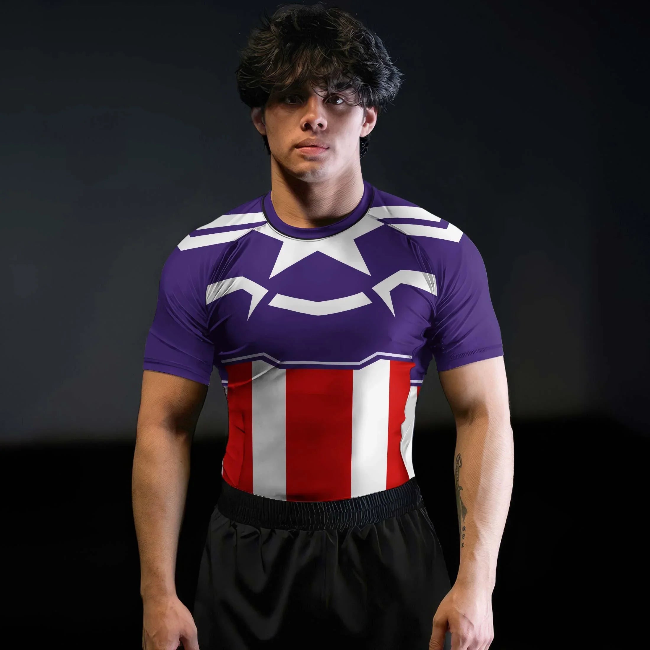 Sam Rash Captain America Sam Wilson Rash Guard for MMA & Fitness