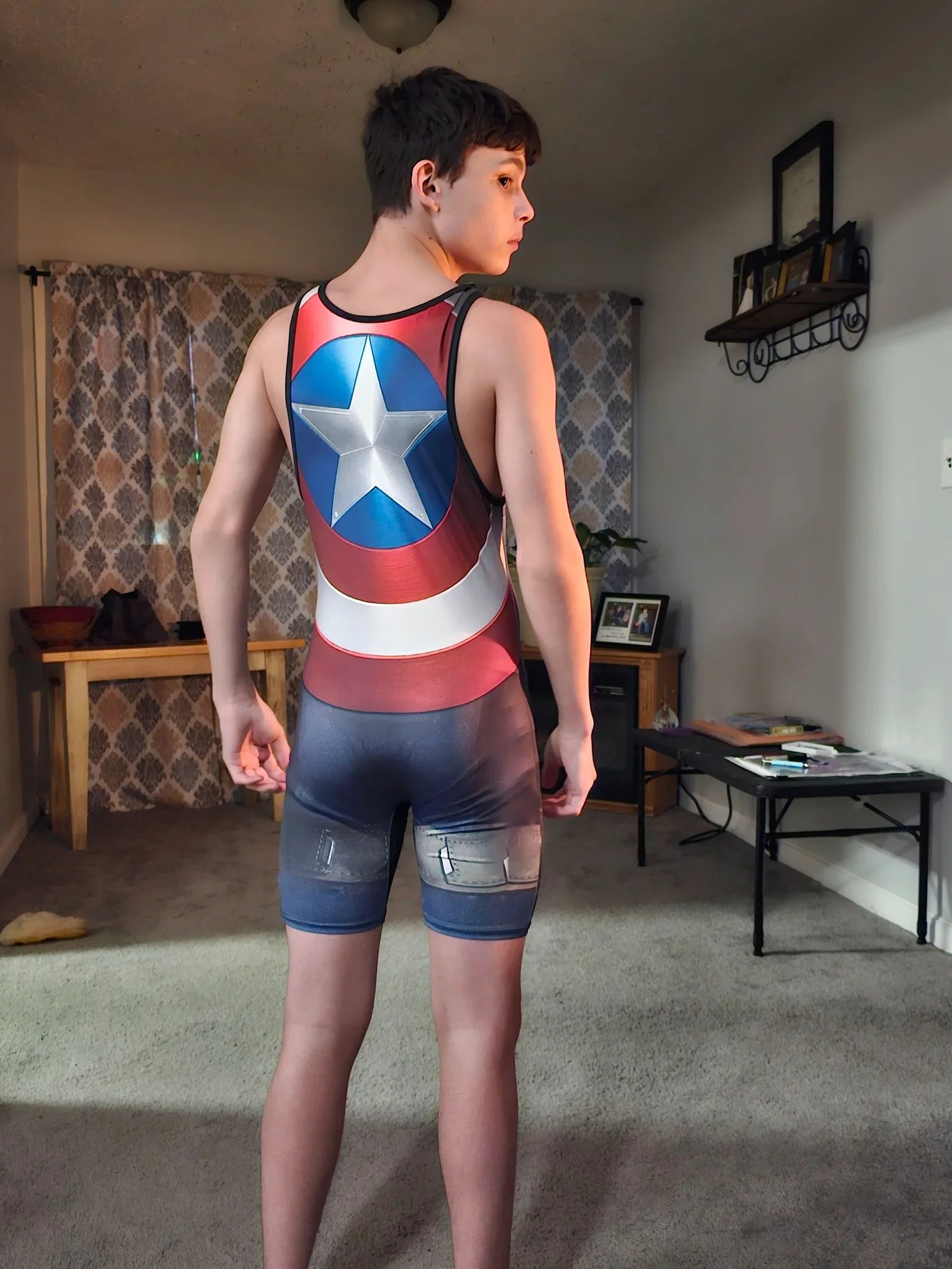 Captain America With Vibranium Shield Men's Wrestling Singlet