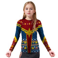 Captain Marvel Christmas Kids Rash Guard