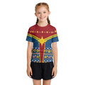 Captain Marvel Christmas Kids Rash Guard