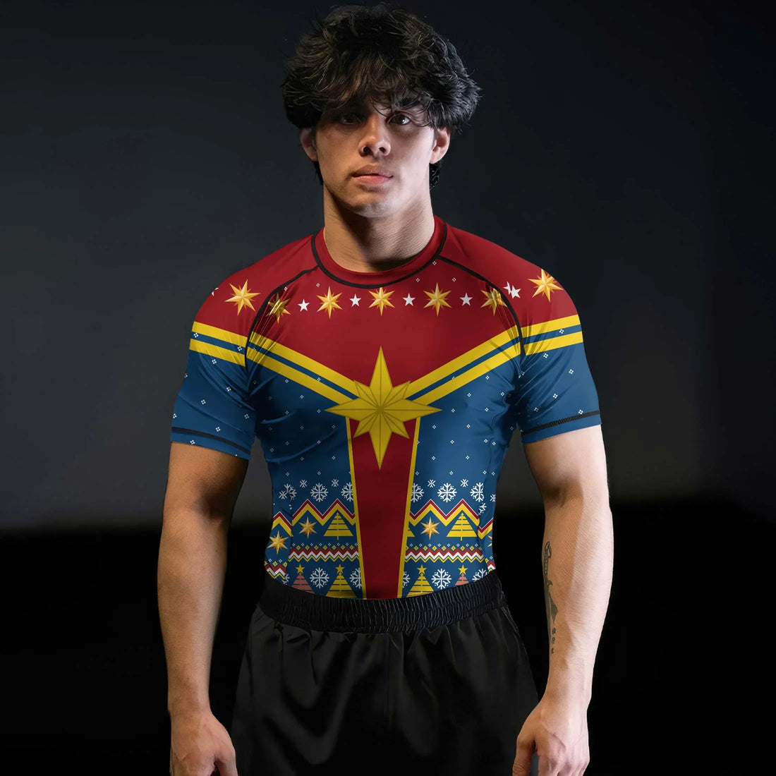 Captain Marvel Christmas Rash Guard
