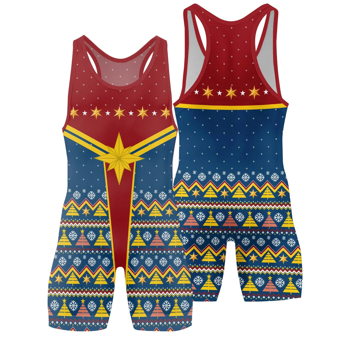 Captain Marvel Christmas Wrestling Singlet