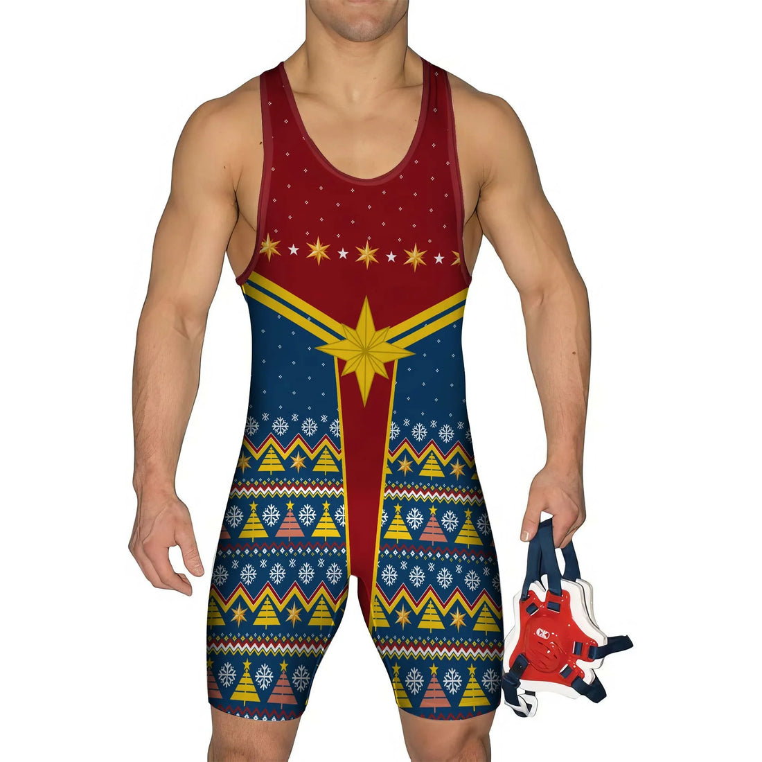 Captain Marvel Christmas Wrestling Singlet