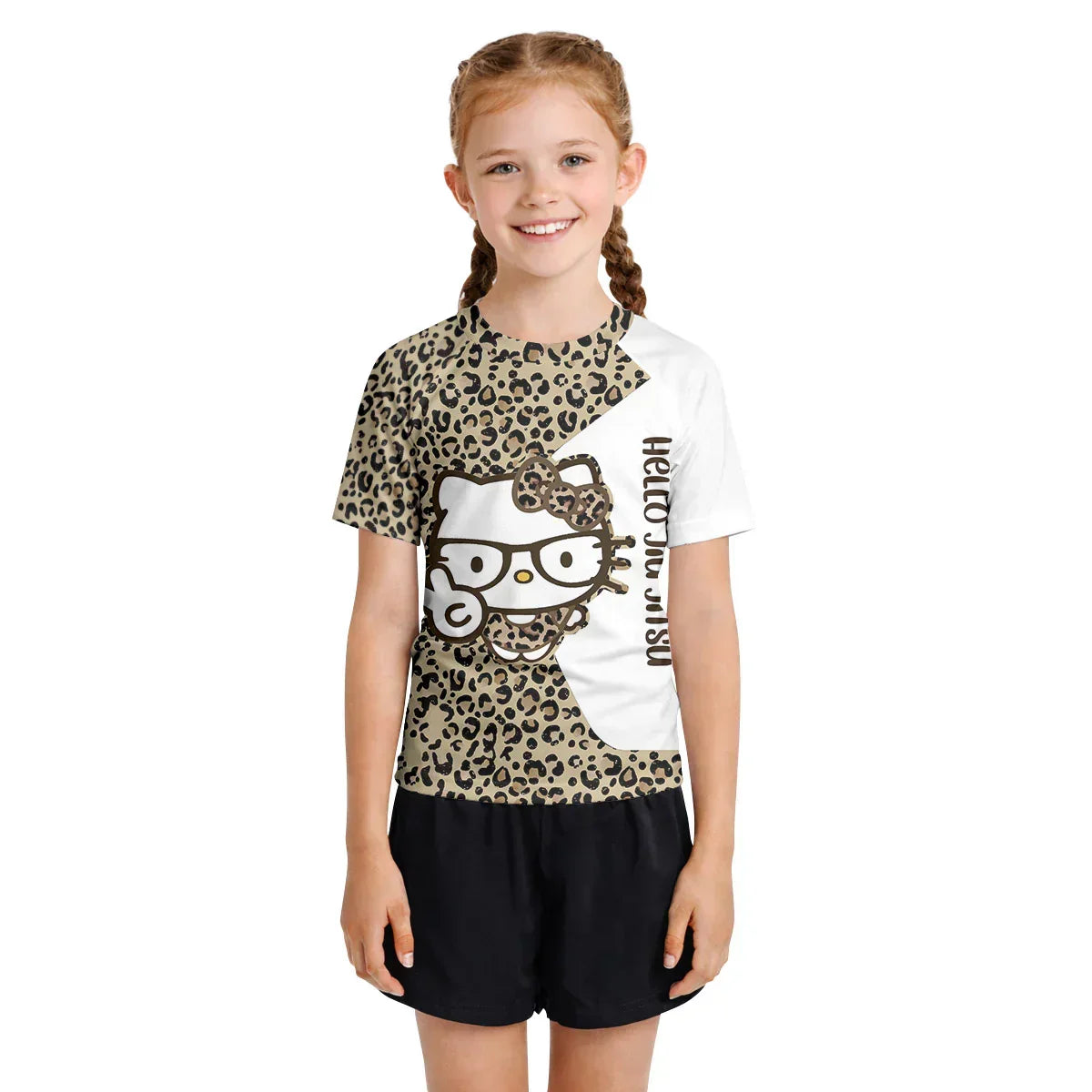 Cheetah Hello Kitty Kids Rash Guard