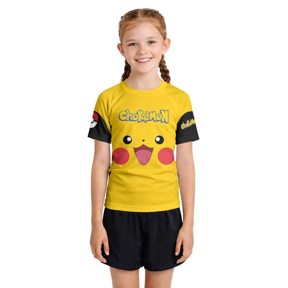 Chokemon Pikachu Face Kids Rash Guard