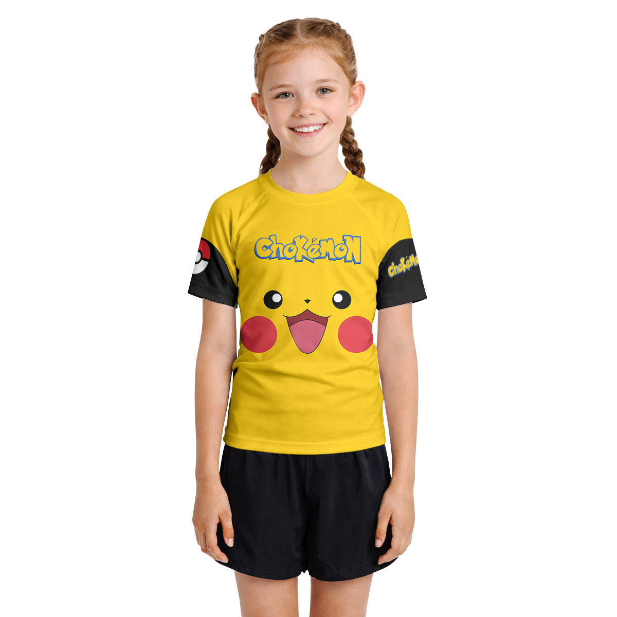 Chokemon Pikachu Face Kids Rash Guard