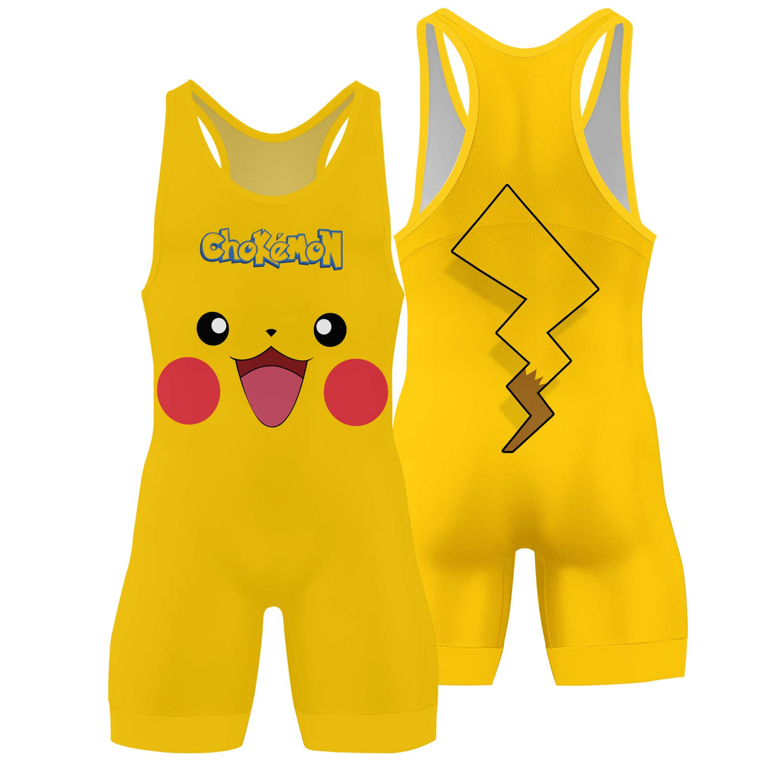 Chokemon Pikachu Face Wrestling Singlet