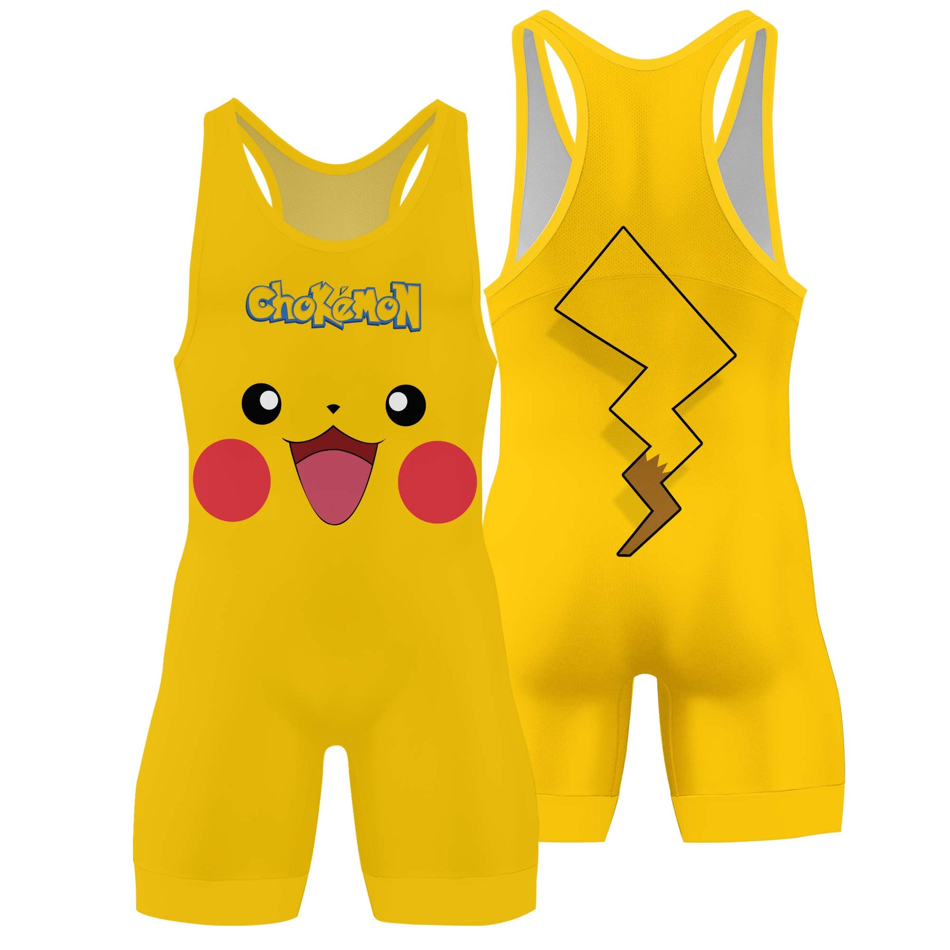 Chokemon Pikachu Face Wrestling Singlet