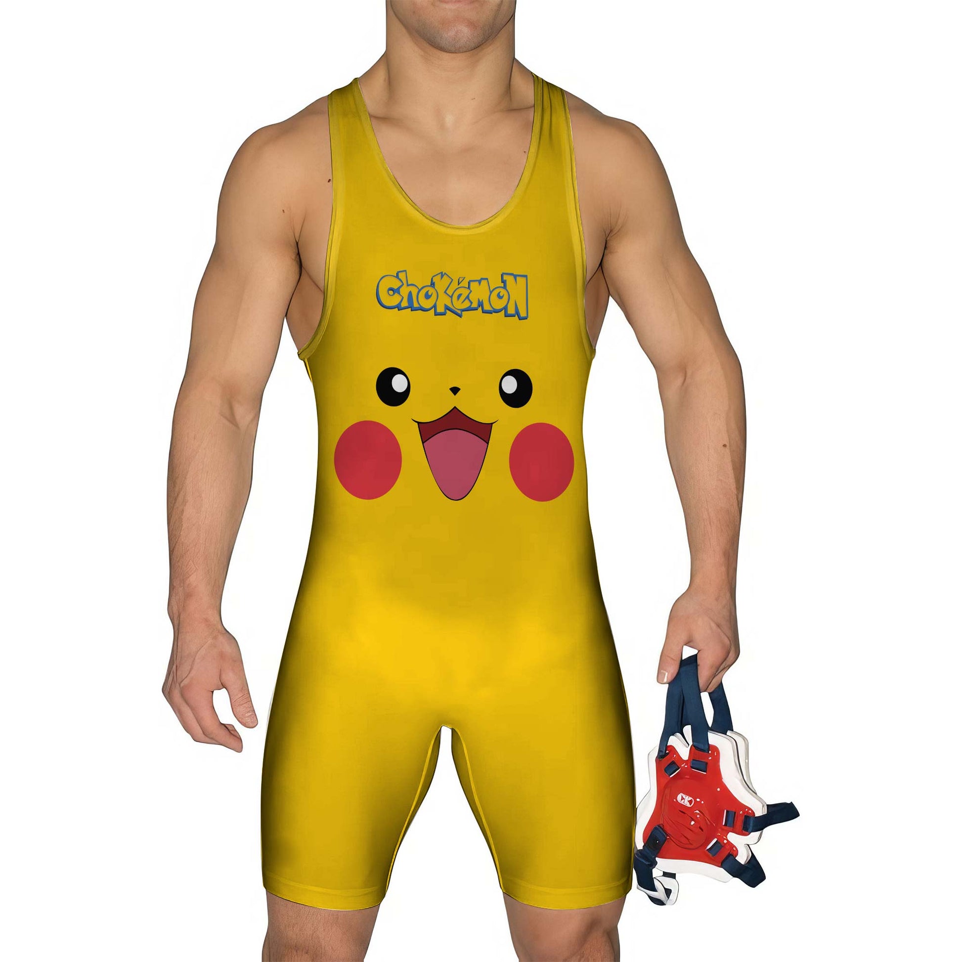 Chokemon Pikachu Face Wrestling Singlet