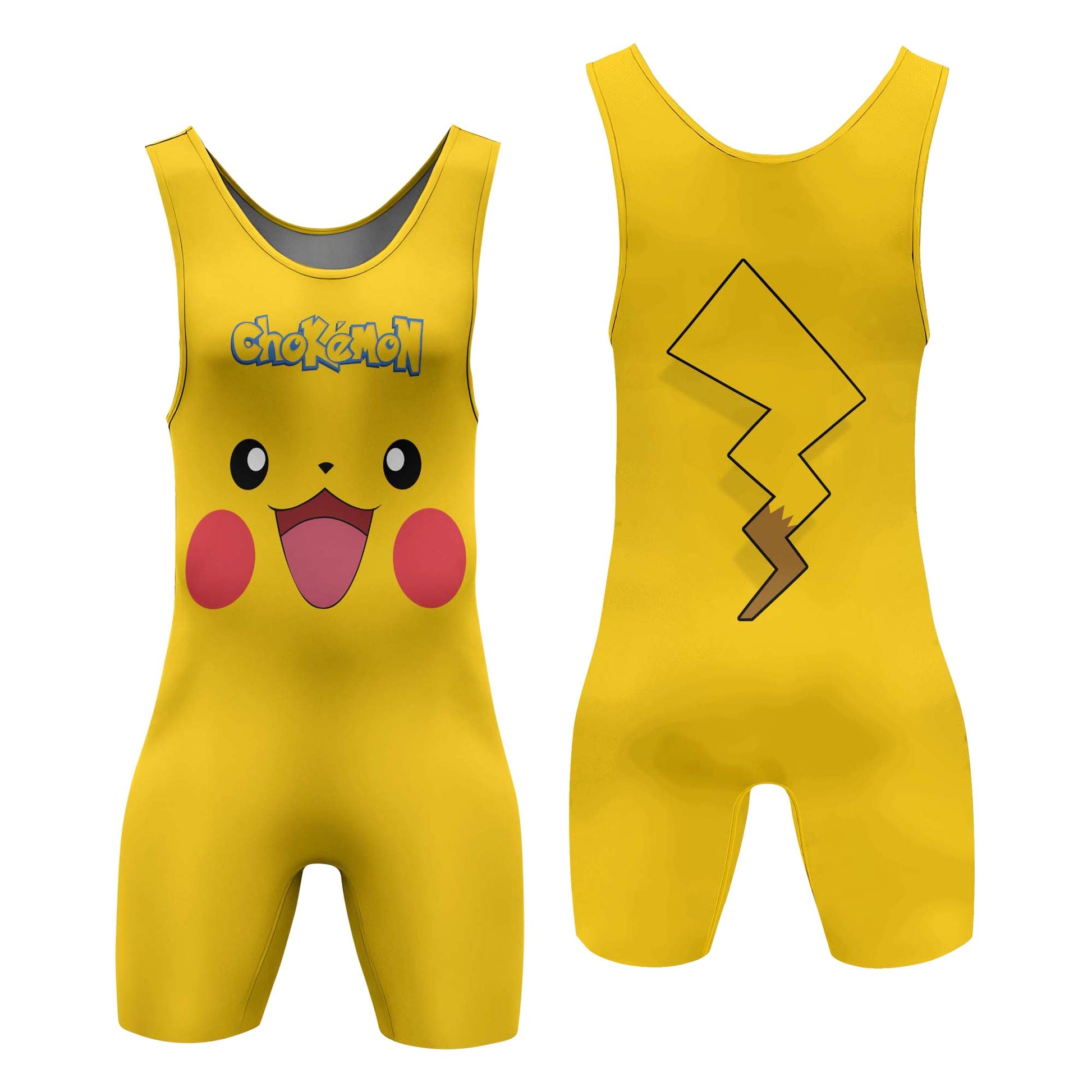 Chokemon Pikachu Face Wrestling Singlet