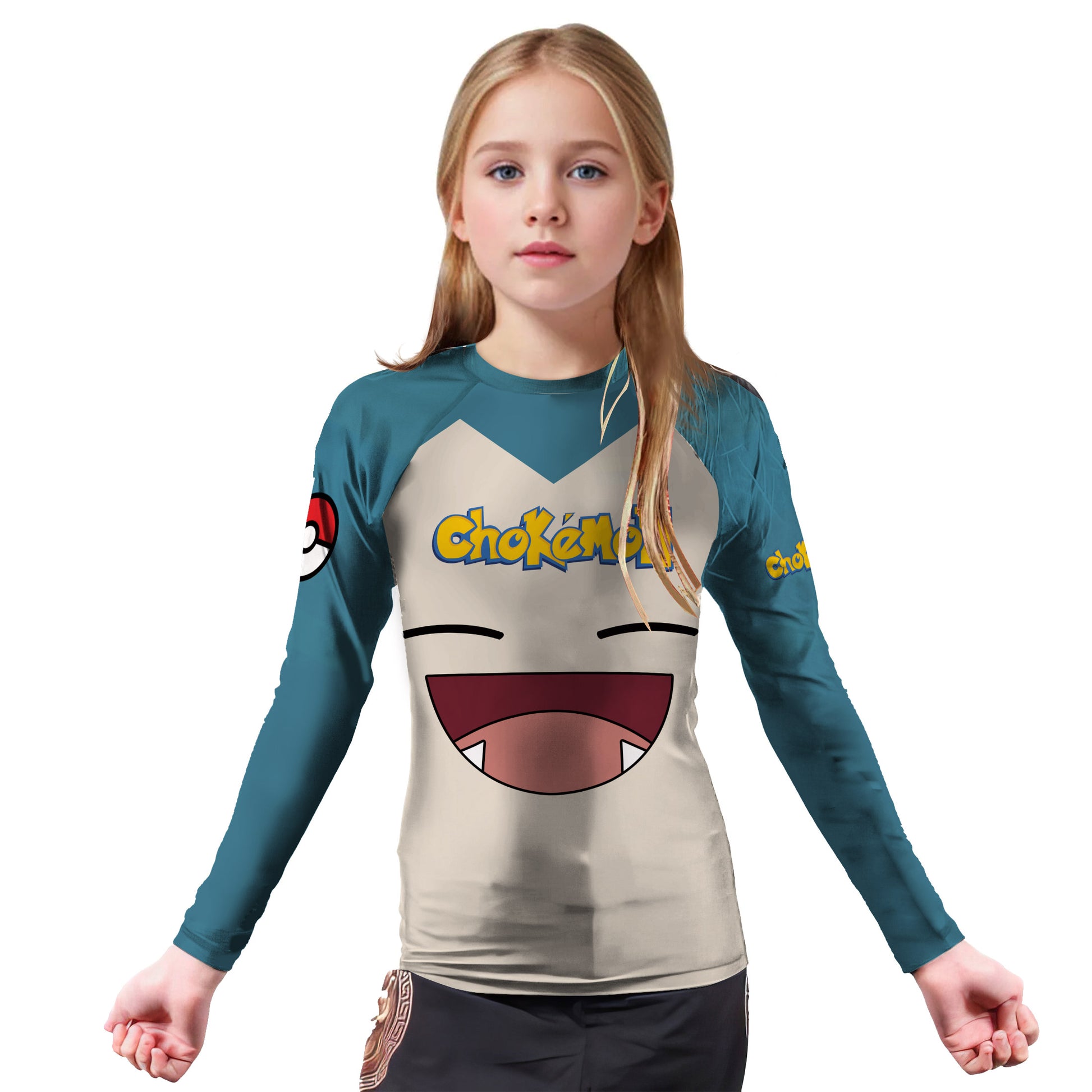Chokemon Snorlax Face Kids Rash Guard