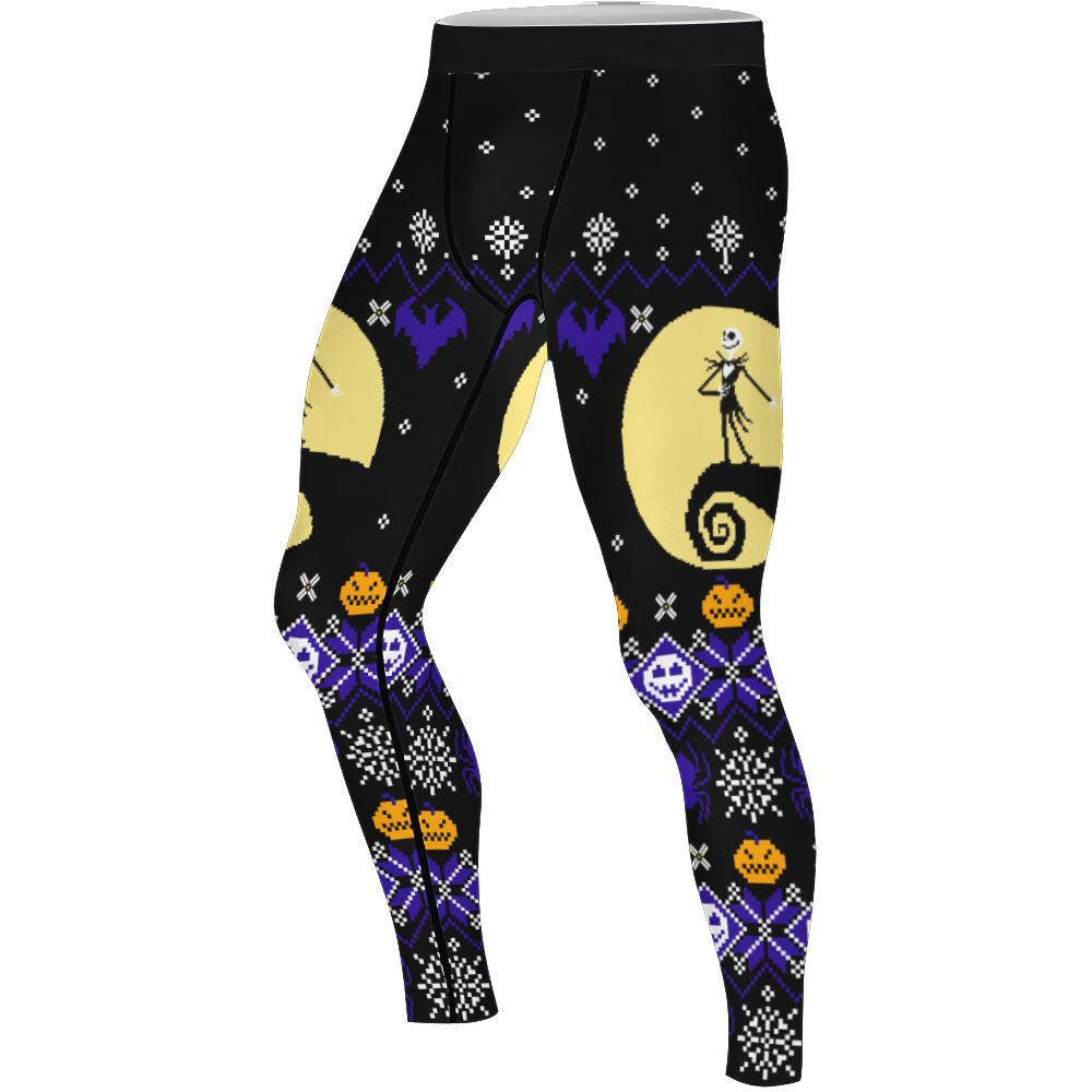 Christmas Jack Skellington Blue Men's Compression Leggings