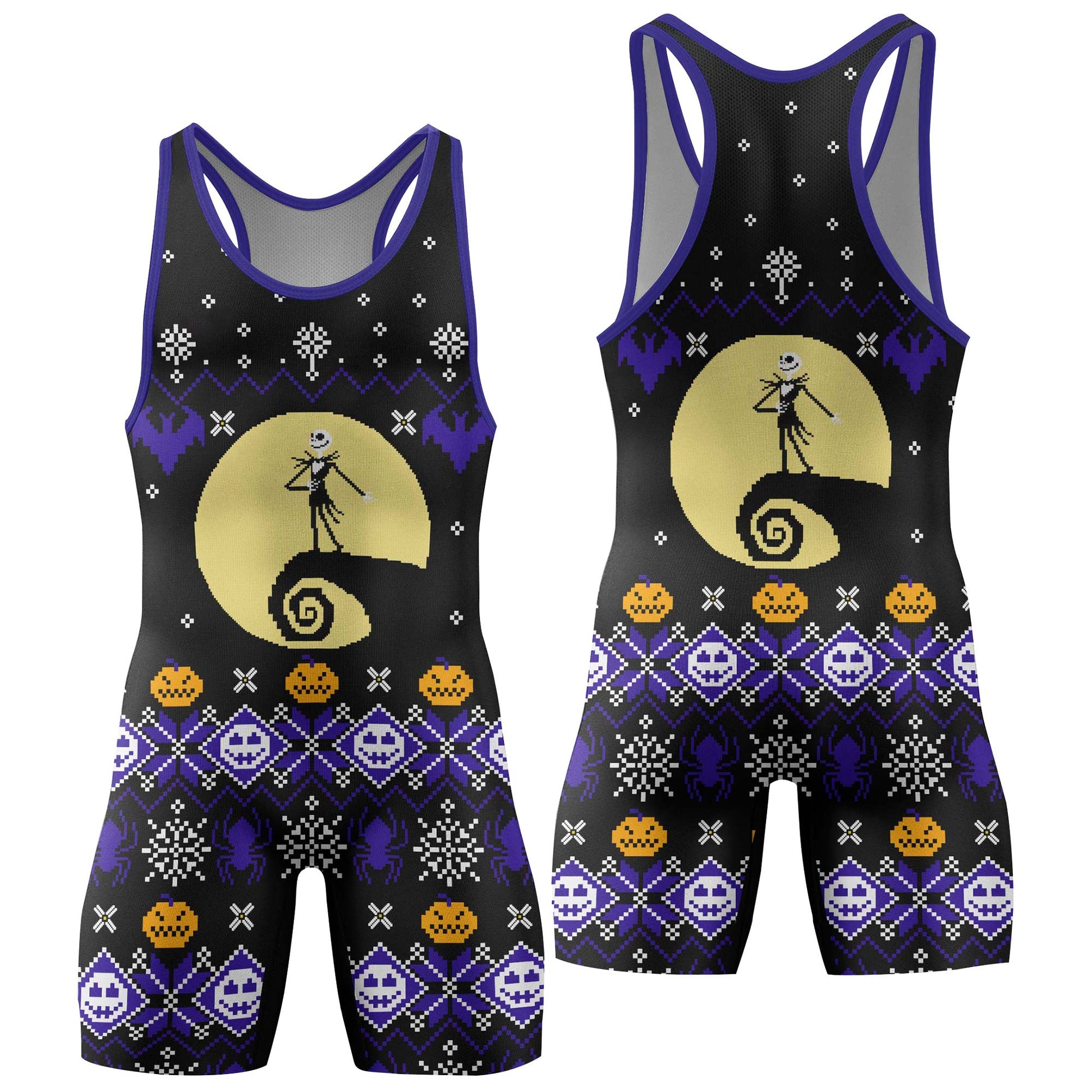Christmas Jack Skellington Blue Wrestling Singlet