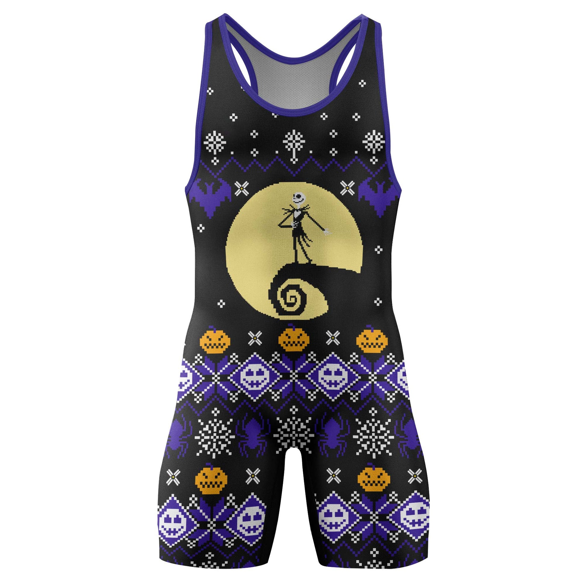 Christmas Jack Skellington Blue Wrestling Singlet